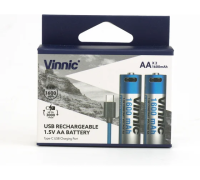 Аккумулятор АА R6 Li-Ion 1.6A набор 2шт+USB-ЗУ Vinnic