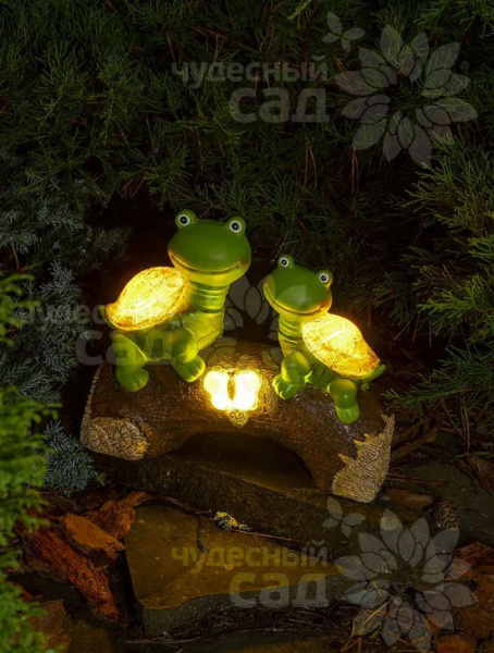 Фигура садовая 21см Черепашки с LED подсв. солн.батарея 019 Чудесный Сад