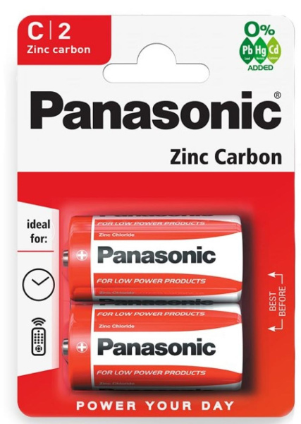 Батарейка R14 солевая 1,5В Zinc Carbon Panasonic