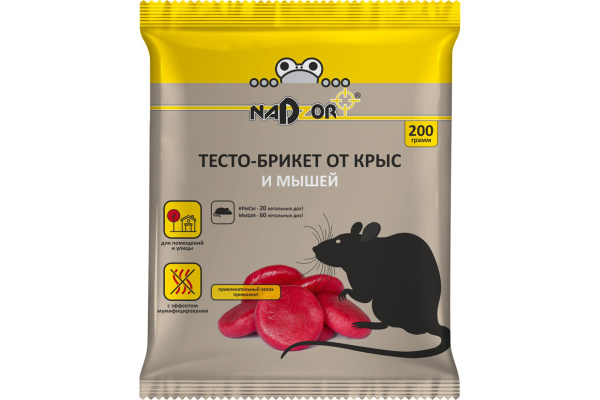 Тесто-брикеты от крыс и мышей 200г Nadzor 