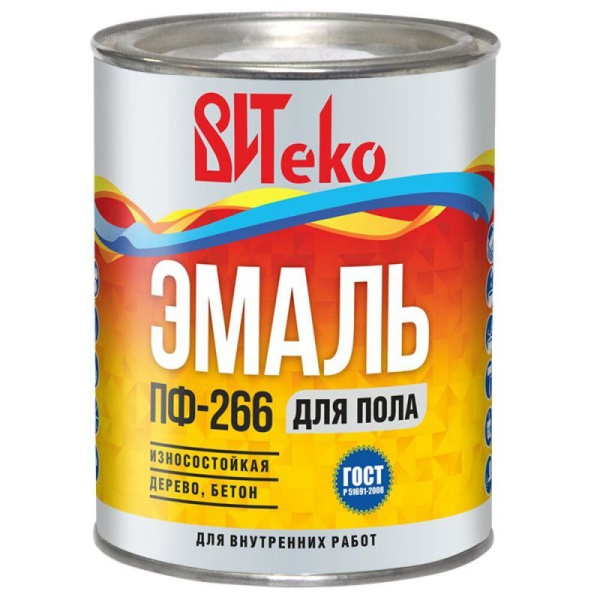 Эмаль для пола ПФ-266 красно-коричневая  1,8кг Витеко