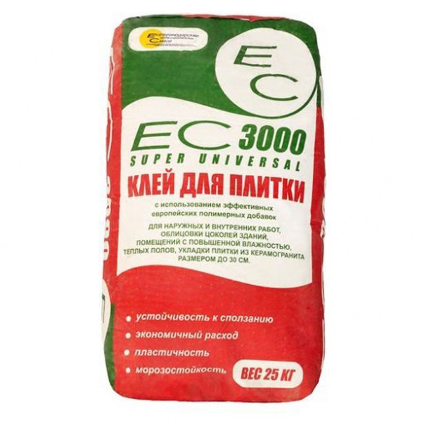 Клей для плитки 25кг 3000 ЕС